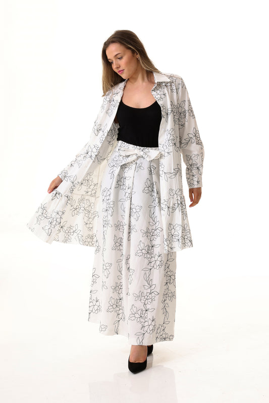Floral Print Skirtwaist dress set Womens Wholesale White